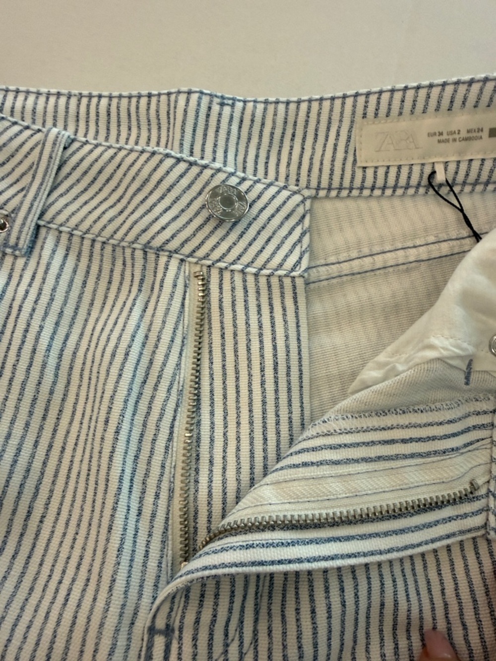 Zara Womens Blue & White Pinstripe Chinos - Picture 6 of 10